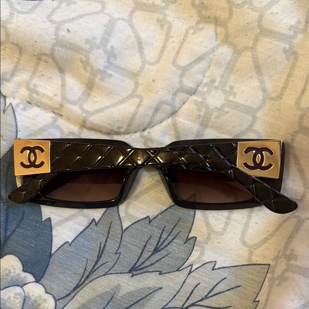 Chanel Black Sunglasses with Gold Accent